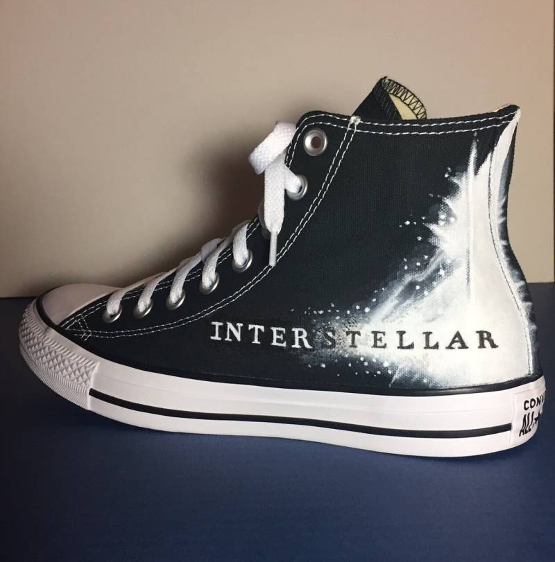 Film Thema/Interstellar - Handbemalte High Top Sneakers Von Deborah Kalantari My Heart & Soles von myheartandsoles