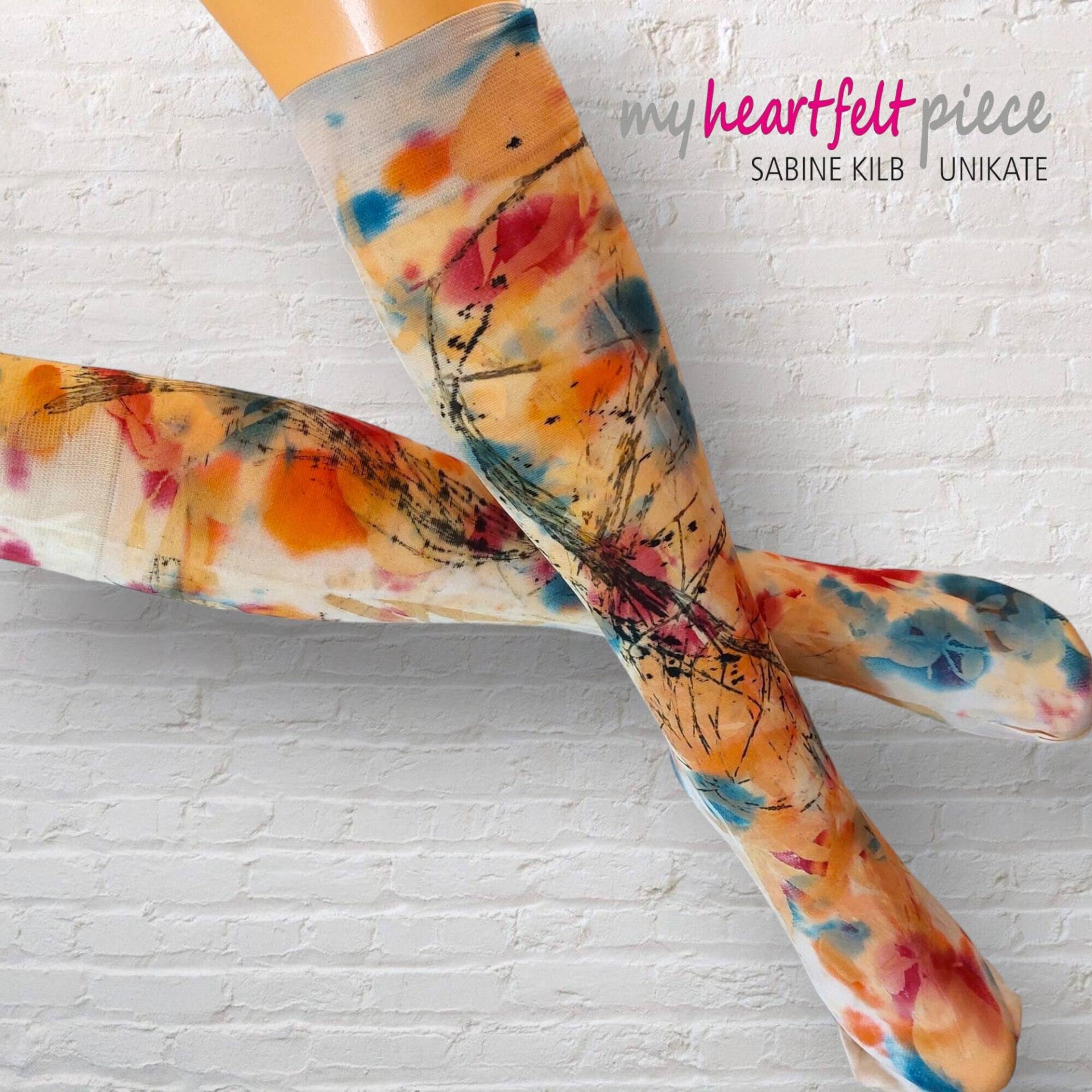Kniestrümpfe, Unikat, Microfaser, 60 Den, Ecoprint, Naturmode, Unverwechselbar, Naturfarben, Einzigartig, Einheitsgröße, Pflanzendruck von myheartfeltpiece