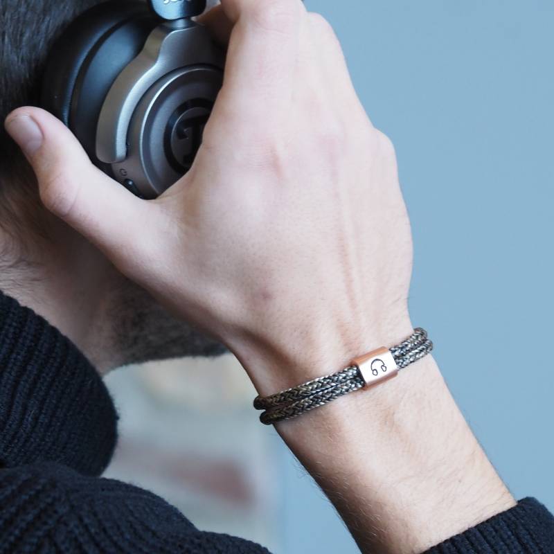 Armband Musik Kopfhörer Handgestempelt Mit Gravur, Musikarmband, Musikgeschenk von myjori