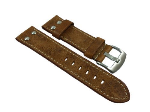 myledershop 18mm Kalbsleder Uhrenarmband im Vintage-Look mit Nieten Braun Silberfarbende Dornschließe inkl Montageanleitung myledershop 18mm Kalbsleder Uhrenarmband im Vintage-Look mit Nieten Braun Silberfarbende Dornschließe inkl Montageanleitung von myledershop