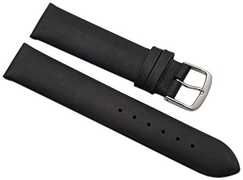 19mm Kalbsleder Uhrenarmband Made in Germany in Schwarz mit silberfarbender Dornschließe MJ-Design-Germany inkl. Myledershop Montageanleitung von myledershop