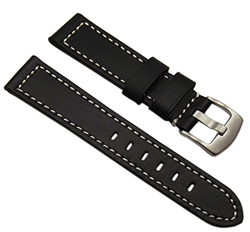 20mm Weiches Kalbsleder Uhrenarmband Schwarz Silberfarbende Dornschließe inkl. Myledershop Montageanleitung 20mm Weiches Kalbsleder Uhrenarmband Schwarz Silberfarbende Dornschließe inkl. Myledershop Montageanleitung von myledershop