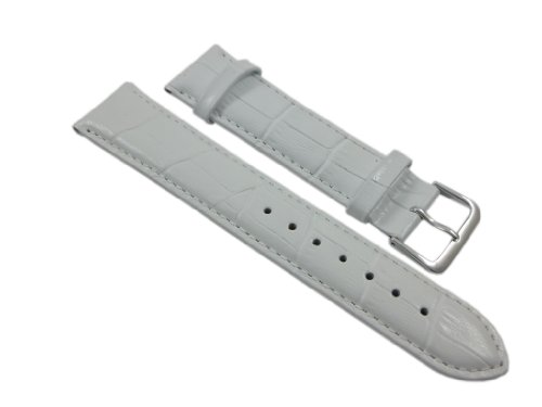 22mm Kalbsleder UHRENARMBAND IM ALLIGATORDESIGN WEIß SILBERFARBENDE DORNSCHLIEßE INKL. MYLEDERSHOP MONTAGEANLEITUNG von myledershop