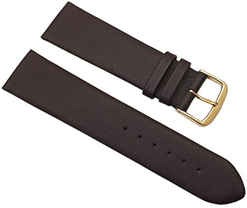 22mm Kalbsleder Uhrenarmband Made in Germany in Dunkelbraun mit goldfarbender Dornschließe MJ-Design-Germany inkl. Myledershop Montageanleitung von myledershop