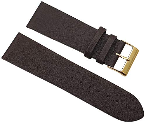 24mm Kalbsleder Uhrenarmband Made in Germany in Dunkelbraun mit goldfarbender Dornschließe MJ-Design-Germany inkl. Myledershop Montageanleitung von myledershop