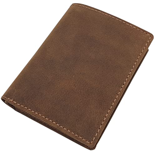 myledershop Echt Büffel-Vollleder Geldbörse/Geldbeutel/Portemonnaie/Geldtasche in Hoch- oder Querformat mit RFID & NFC Schutz (Modell 1 / Hochformat/Cognac) von myledershop