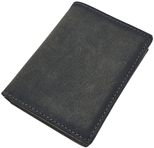 myledershop Echt Büffel-Vollleder Geldbörse/Geldbeutel/Portemonnaie/Geldtasche in Hoch- oder Querformat mit RFID & NFC Schutz (Modell 1 / Hochformat/Vintage-Grau) von myledershop