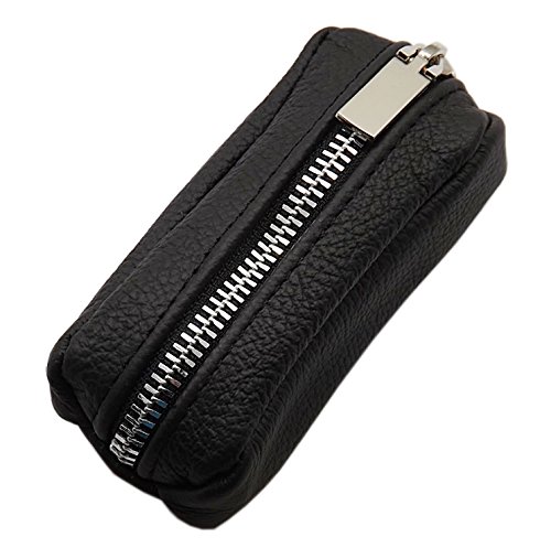 Echt Leder Schlüsseltasche mit 1 Reißverschlussfach Handmade in EU in Schwarz in verschiedenen Designs (Design 1 / Metall-Reißverschluss) von myledershop