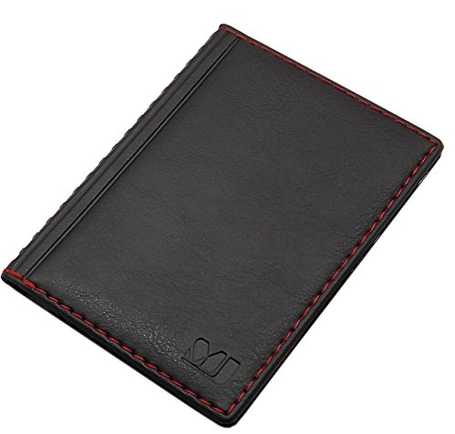 myledershop Elegantes Ausweisetui/Ausweishülle/Kreditkartenetui mit Kontrastnaht 4 Fächer MJ-Design-Germany Made in EU Designs (Design 4 / Schwarz) von myledershop