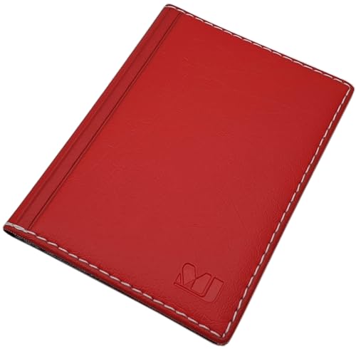 Elegantes Ausweisetui/Ausweishülle/Kreditkartenetui mit Kontrastnaht 4 Fächer MJ-Design-Germany Made in EU Designs (Design 1 / Rot) von myledershop