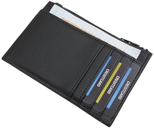 Flache Kunstleder Unisex Geldbörse/Geldbeutel/Portemonnaie/Geldtasche/Slim Wallet in Schwarz von myledershop