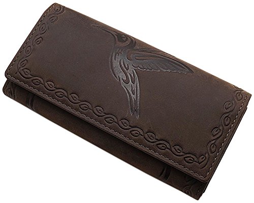Große Büffel-Vollleder Damen Geldbörse/Geldbeutel/Portemonnaie/Geldtasche mit Colibri-Motiv oder ohne Motiv mit RFID & NFC Schutz von myledershop