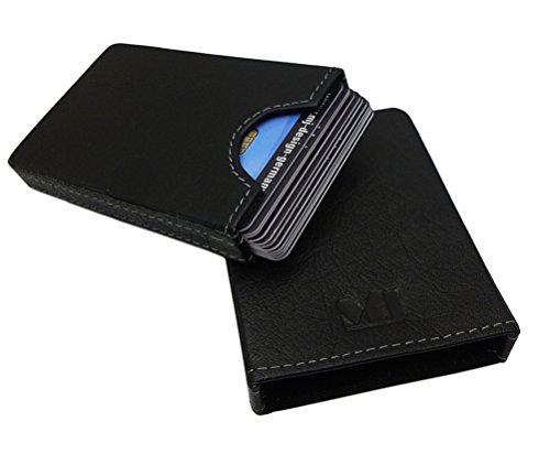 MJ-Design-Germany Kreditkartenetui Kartenbox für 10 Scheckkarten Büffelleder in Schwarz von myledershop