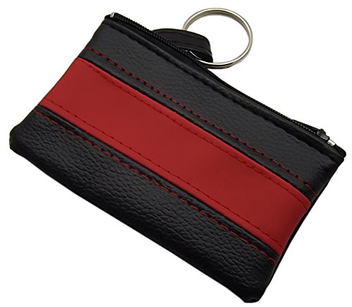 Praktische Schlüsseltasche/Schlüsseletui/Schlüsselmäppchen mit 1 Reißverschlussfach (Schwarz/Rot) von myledershop