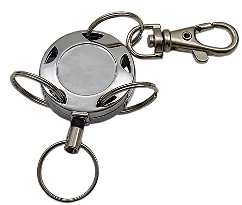 Praktischer Rollmatik / Schlüsselkette aus Metall mit 3 Schlüsselringen in Silber von myledershop