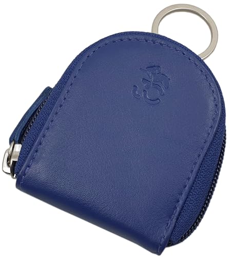 Rind-Nappa Leder Münzbörse/Geldbörse/Geldbeutel/Portemonnaie mit Schlüsselring (Blau) von myledershop