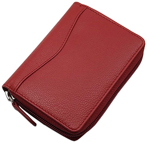 Universal Leder Kreditkartenetui und Geldbörse / Geldbeutel / Portemonnaie / Portmonaise / Geldtasche / Portmonee in Schwarz oder Rot (Rot) von myledershop