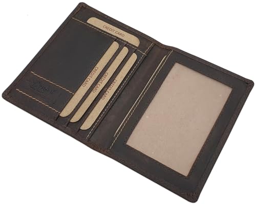 myledershop Voll-Rindleder Ausweisetui/Ausweishülle/Kreditkartenetui mit RFID & NFC Schutz in Braun von myledershop