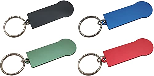 myledershop 1 Stück Abziehbarer Einkaufswagenlöser / Schlüsselanhänger mit Einkaufswagenchip / Einkaufchip mit Schlüsselring aus Aluminium in 4 verschiedenen Farben (Blau) von myledershop