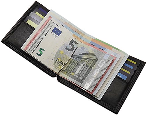 myledershop Echt Leder Dollarclip Geldbörse/Geldbeutel/Portemonnaie/Portmonaise/Geldtasche/Portmonee mit Geldklammer in Vegetabil Gegerbtem Rinderleder MJ-Design-Germany in Schwarz von myledershop