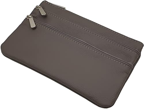myledershop Große Rindleder Banktasche/Bankmappe/Geldmappe/Geldtasche/Geldbörse/Portemonnaie mit 3 Reißverschlussfächern (Braun) von myledershop
