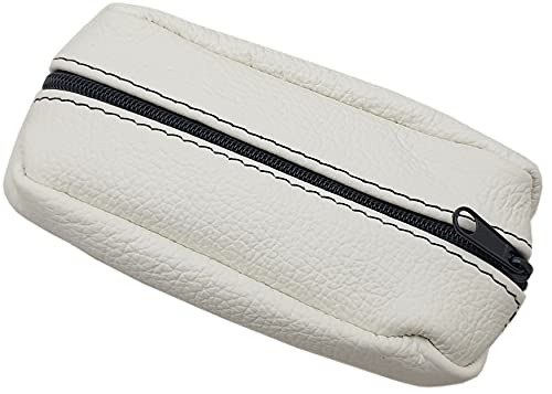 myledershop Große Rindleder Schlüsseltasche/Schlüsseletui/Schlüsselmäppchen/Autoschlüsselhülle mit 2 Reißverschlussfächer Handmade in EU in verschiedenen Farben und Designs (Design 2 / Weiß) von myledershop