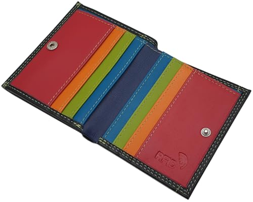 myledershop Rind-Nappa Leder Damen Geldbörse/Geldbeutel/Portemonnaie/Geldtasche mit RFID & NFC Schutz Mehrfarbig von myledershop