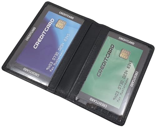 myledershop Soft-Rindleder Kreditkartenetui/Visitenkartenetui/Kartenetui/Scheckkartenetui/Kartenmäppchen mit RFID & NFC Schutz in Schwarz von myledershop