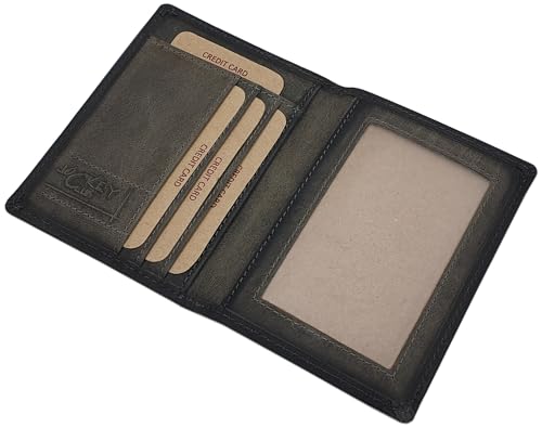 myledershop Voll-Rindleder Ausweisetui/Ausweishülle/Kreditkartenetui mit RFID & NFC Schutz (Vintage-Grau) von myledershop