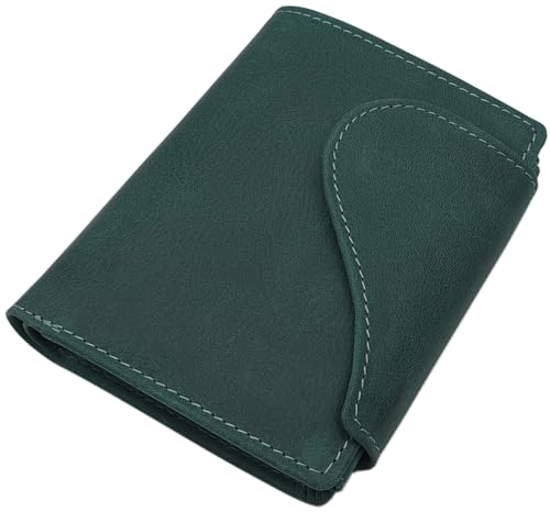 myledershop Vollrindleder Damen Hochformat Geldbörse/Geldbeutel/Portemonnaie mit Außenriegel und RFID & NFC Schutz inkl. Nähset (Ohne Prägung/Petrol) von myledershop