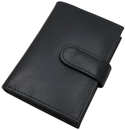myledershop XXL Soft-Rindleder Kreditkartenetui/Kartenetui/Visitenkartenetui/Scheckkartenetui/Kartenmäppchen mit RFID & NFC Schutz in Schwarz von myledershop