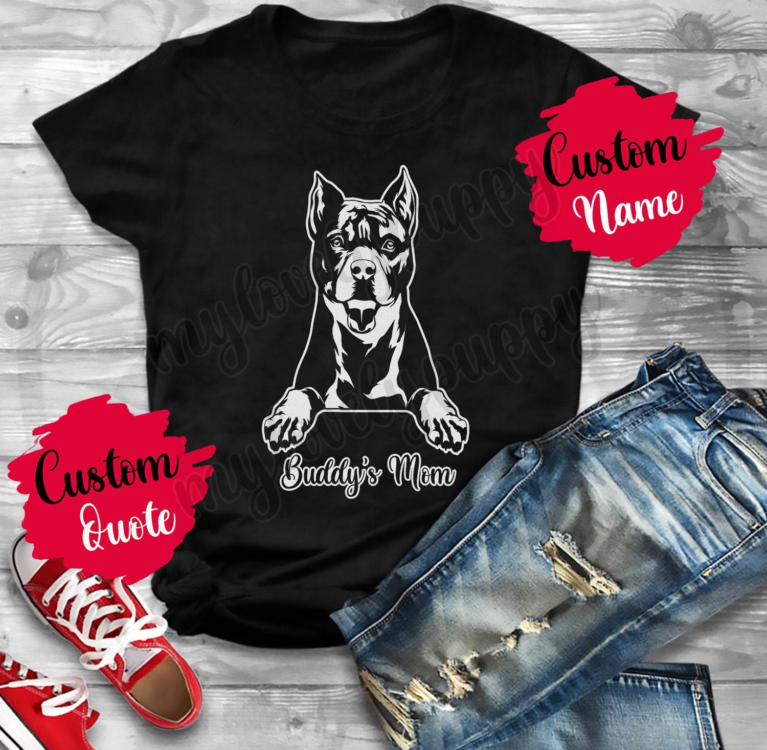 Personalisiert American Staffordshire Terrier Mama Papa Geschenk, Best Staffy Dog Mommy T-Shirt, Owner Hund Frauen Geschenk von mylovelypuppy