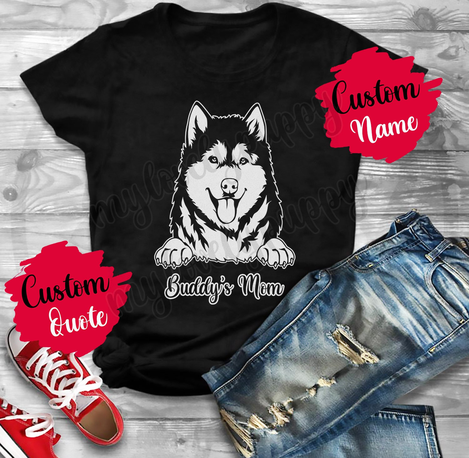 Personalisierte Alaska Malamute Mama Papa Geschenke, Mommy Daddy T-Shirt, Mally Dog Damen Herren Geschenk von mylovelypuppy