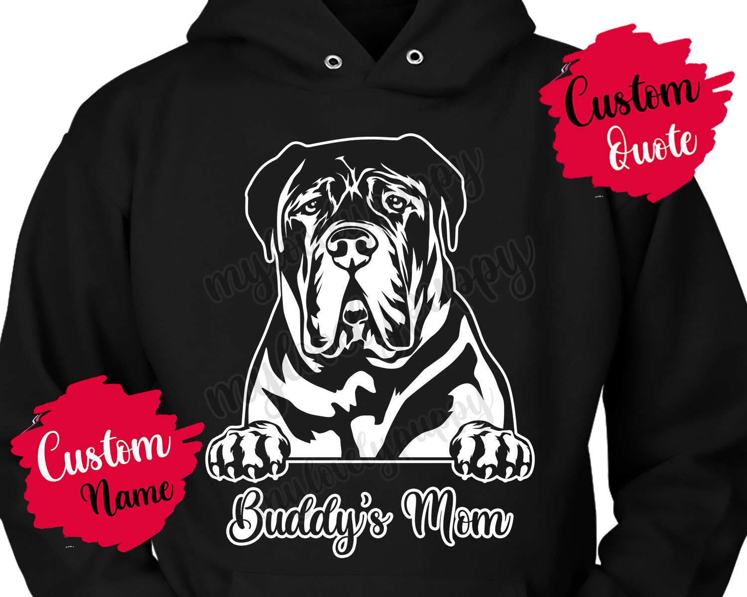 Personalisierter Bullmastiff Hund Mama Papa Hoodie, Männer Frauen Weihnachten Geschenke, Bull Mastiff Bully Hundebesitzer Geschenk, I Love Bullie von mylovelypuppy