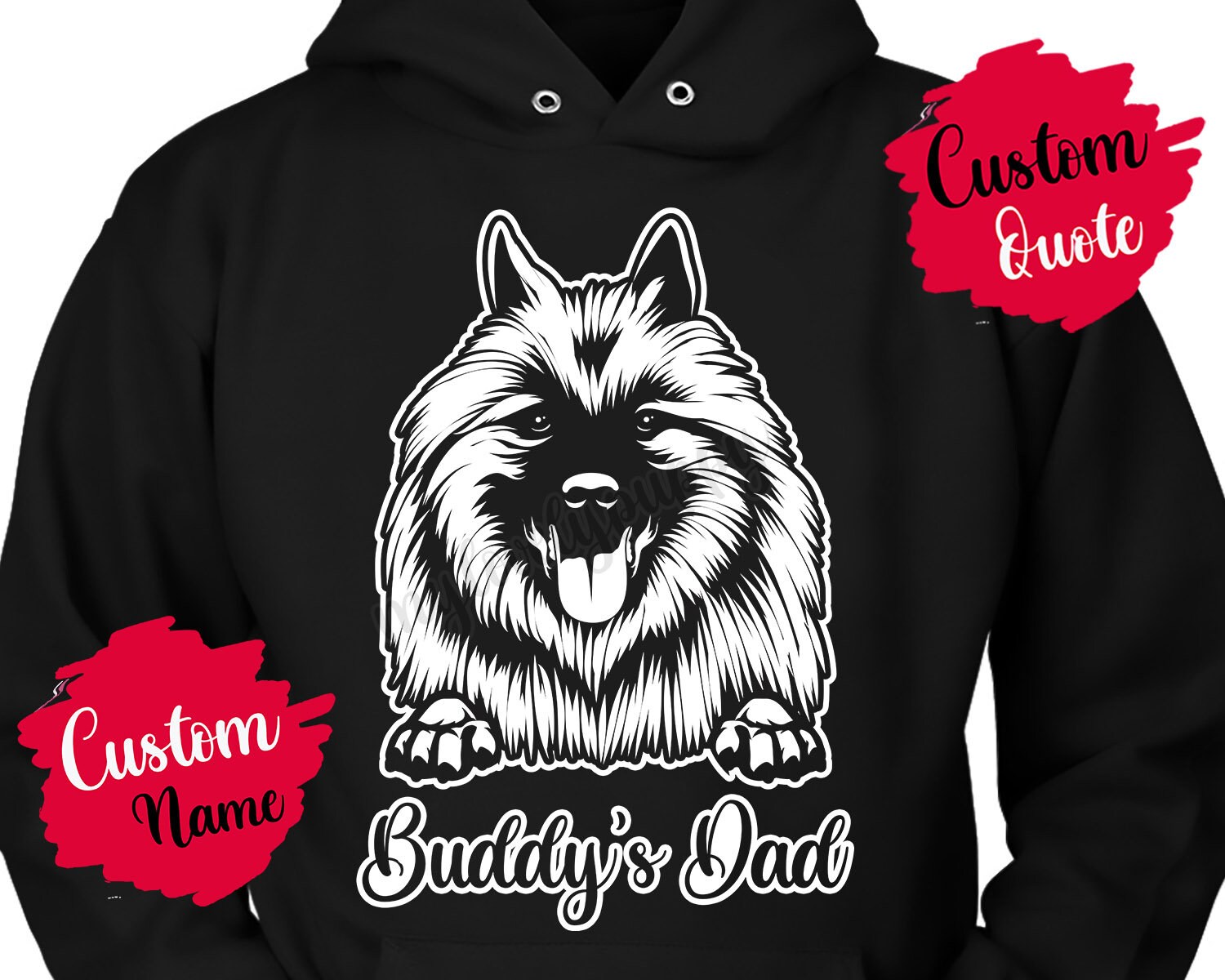 Personalisierter Keeshond Hunde Hoodie, Hund Mama Papa, Herren Damen, Papa Besitzer Geschenk von mylovelypuppy