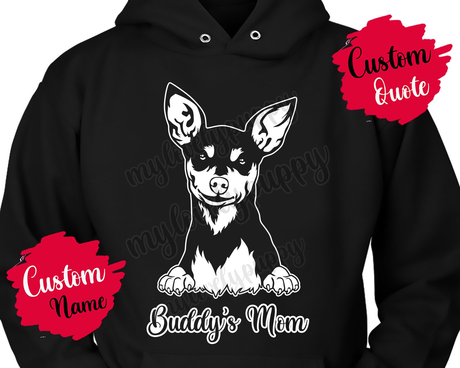 Personalisierter Miniatur Pinscher Hund Mama Und Papa Hoodie, König Des Spielzeugs Frauen Weihnachtsgeschenk, Min Pin Besitzer, Zwergpinscher von mylovelypuppy