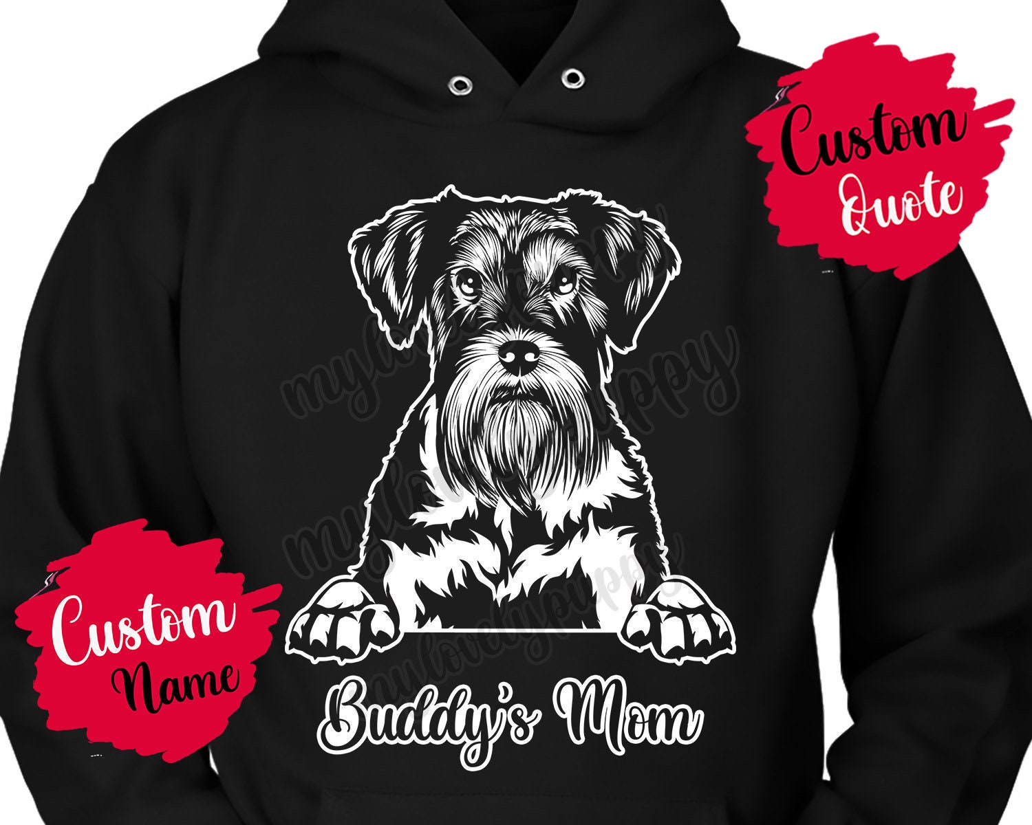 Personalisierter Miniatur Schnauzer Hund Mama Und Papa Hoodie, Mini Damen Herren Weihnachtsgeschenk, Shnauzer Besitzer Geschenk von mylovelypuppy