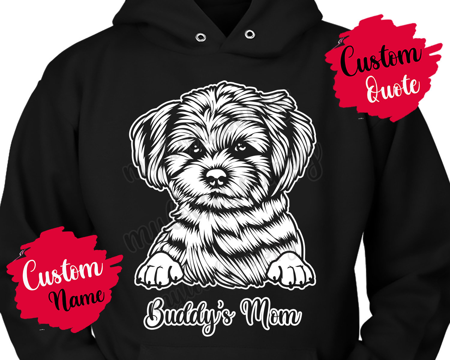 Personalisierter Shih-Poo Hund Mama Papa Hoodie, Damen Herren Geschenke, Cross-Breed Shih Tzu Und Pudel Hundebesitzer Geschenk, Shihpoo von mylovelypuppy