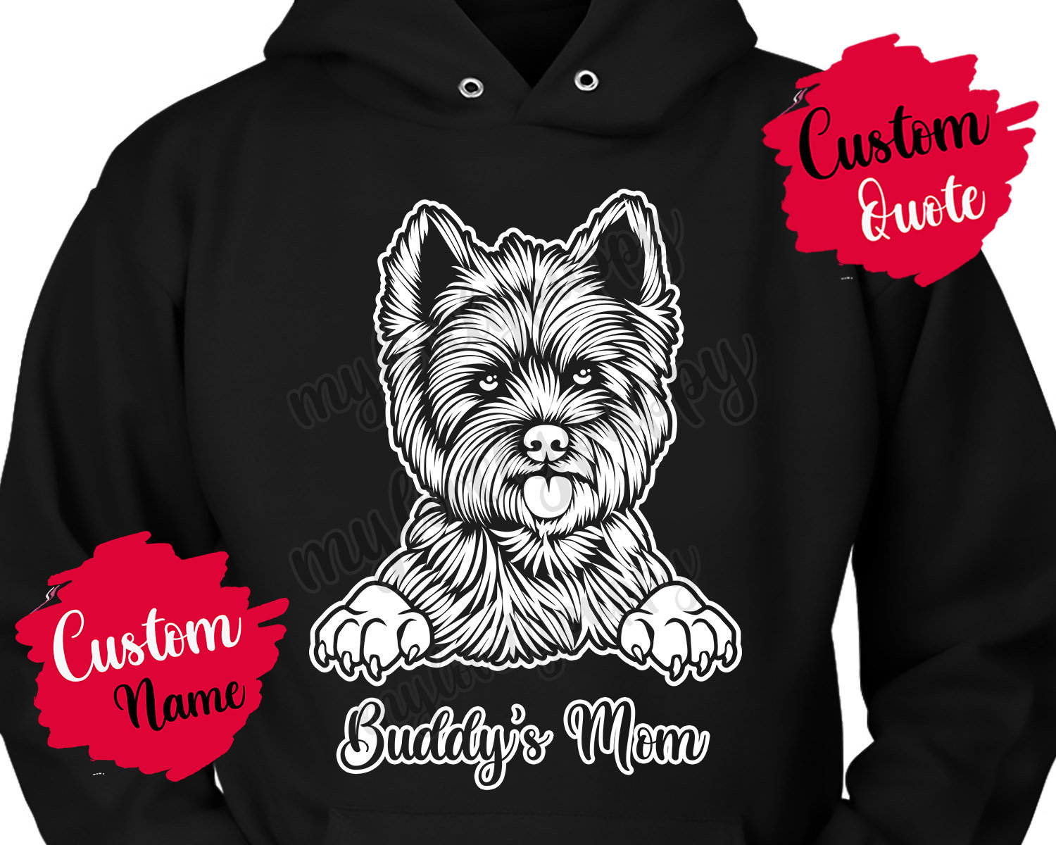 Personalisierter West Highland Terrier Mama Papa Hoodie, Westy Dog Mommy Daddy Westie Geschenk, Poltalloch | Roseneath Damen Geschenke von mylovelypuppy
