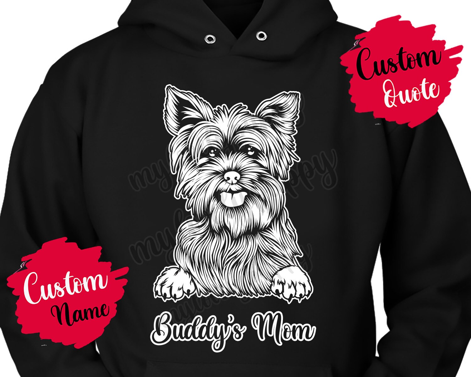 Personalisierter Yorkshire Terrier Hund Papa Mama Hoodie, Yorkie Damen Geschenke, Daddy Besitzer Geschenk, Best Hoodie von mylovelypuppy