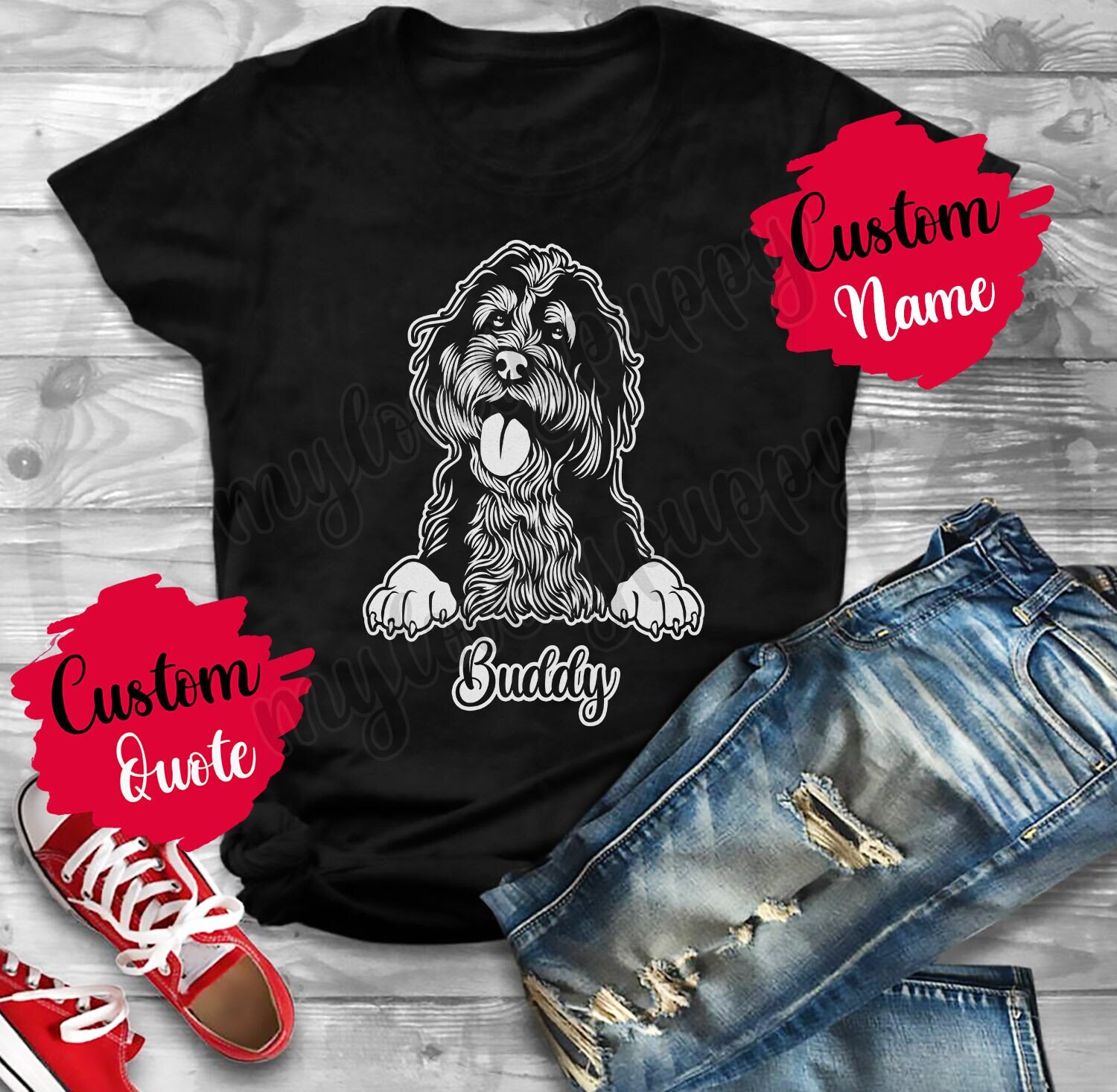 Personalisiertes Bernedoodle Hund Mama Papa T-Shirt, Herren Damen Weihnachtsgeschenke, Personalisierte Kreuzrassen Hundebesitzer Geschenk von mylovelypuppy