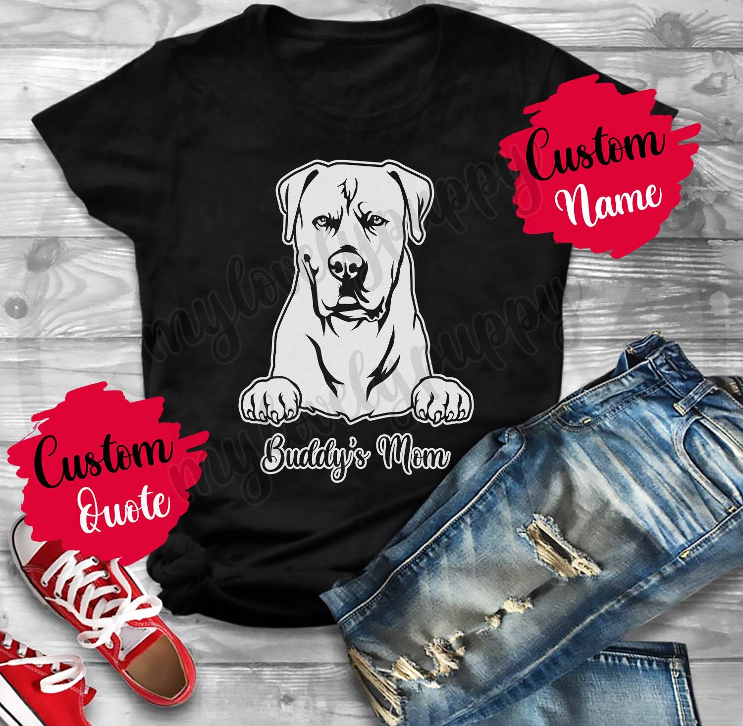 Personalisiertes Boerboel Dog Mom & Dad T-Shirt, South African Mastiff Damen Weihnachtsgeschenke, Mama Papa Besitzer Geschenk von mylovelypuppy