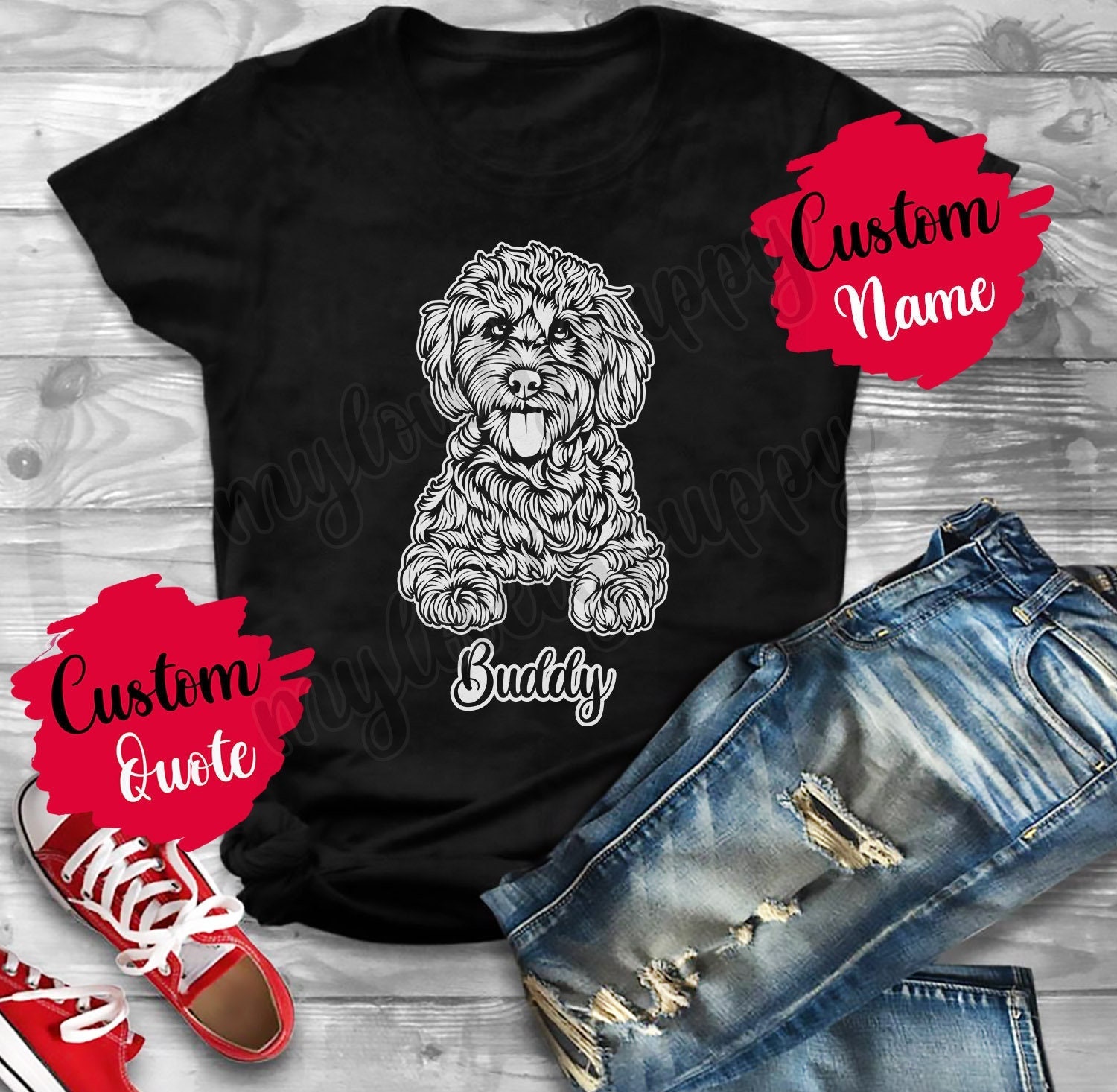 Personalisiertes Cockapoo Hunde Mama Und Papa T-Shirt, Cockerpoo Cockerdoodle Herren Frauen Weihnachtsgeschenke, Kreuzrassen Cocker Spaniel Pudel von mylovelypuppy