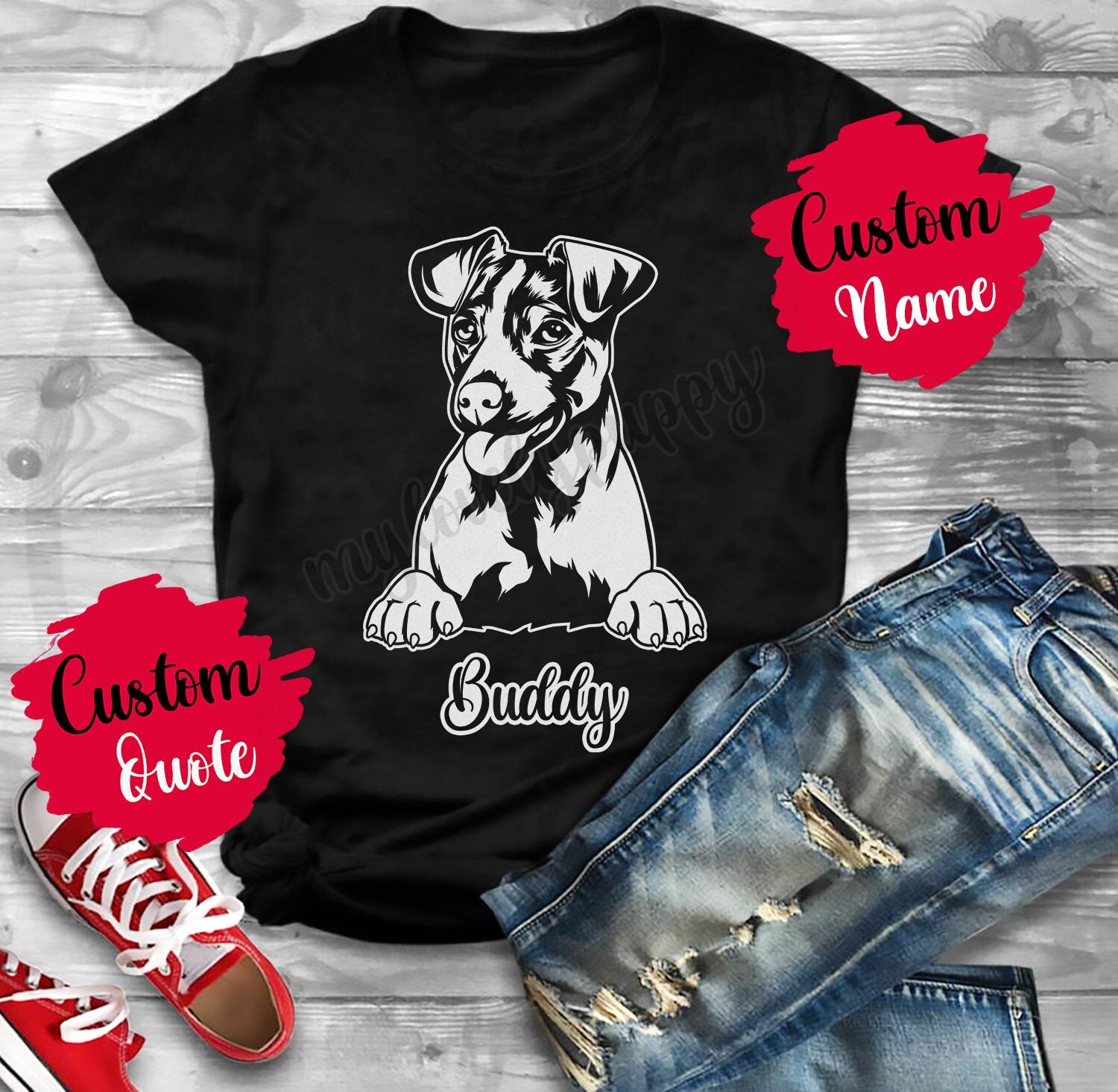 Personalisiertes Jack Russell Terrier Hunde Mama Und Papa T-Shirt, Damen Herren Weihnachtsgeschenke, Daddy Hundebesitzer Geschenk von mylovelypuppy