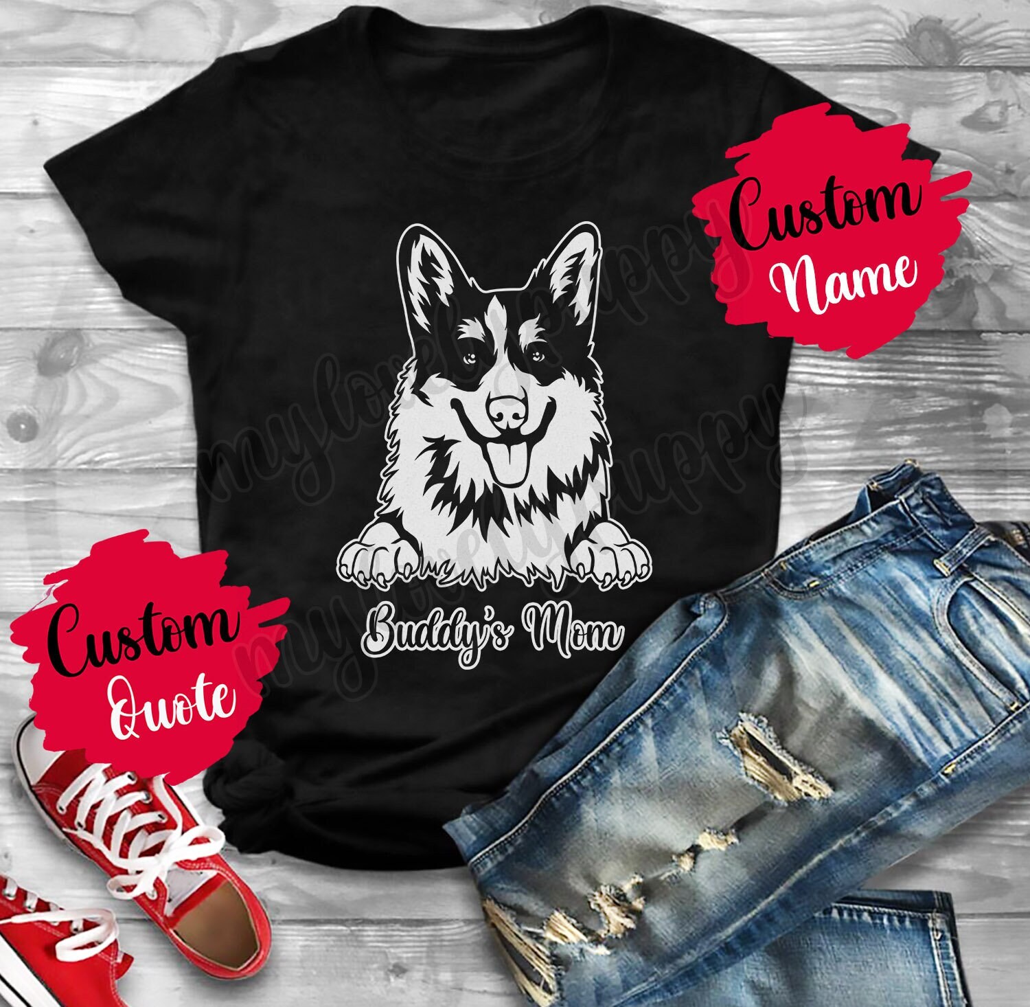 Personalisiertes Pembroke Welsh Corgis Dog Mom Dad T-Shirt, Damen Herren Geschenke, Mommy Daddy Besitzer Geschenk, Best Pem Ever von mylovelypuppy