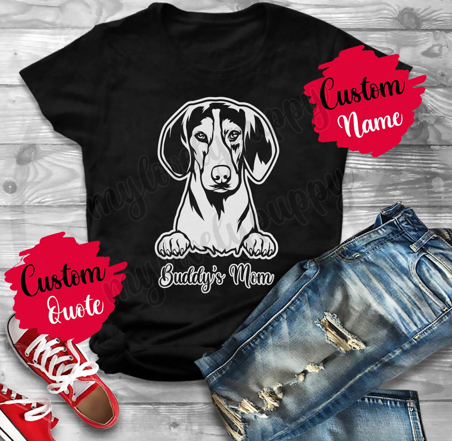 Personalisiertes Treeing Walker Coonhound Mom Dad T-Shirt, Dog Owner, Mommy Daddy Geschenk, Twc Hund Geschenke Für Frauen Und Männer von mylovelypuppy