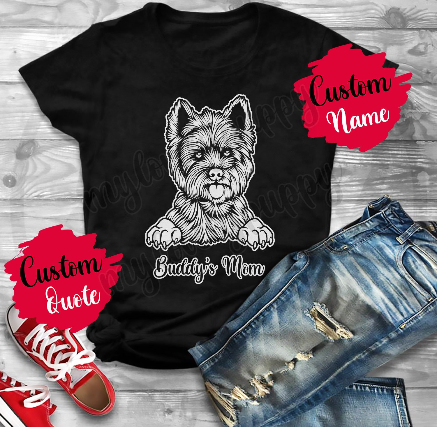 Personalisiertes West Highland Terrier Mama Papa T-Shirt, Westy Dog Mommy Daddy Westie Geschenk, Poltalloch | Roseneath Damen Geschenke von mylovelypuppy