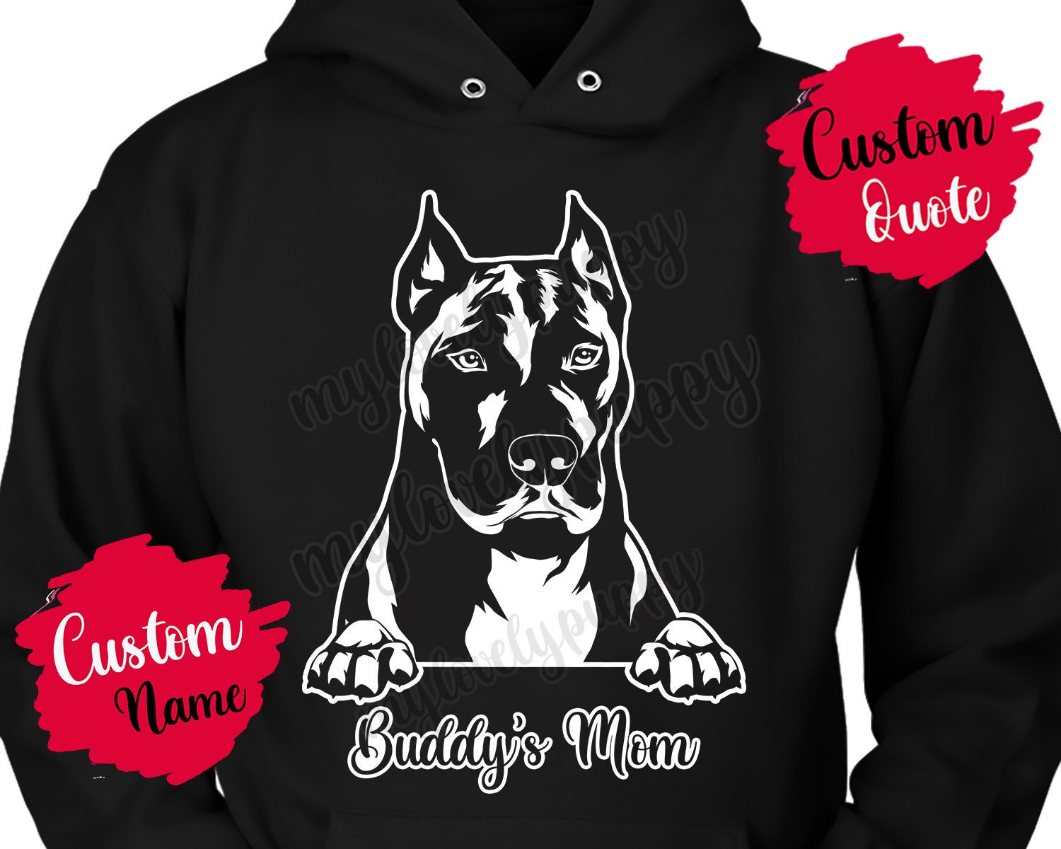 Pitbull Dog Mama Papa Hoodie Personalisiert, Pit Bull Terrier Geschenk, Hoodie, Besitzer Pitty Pittie Männer Frauen Geschenke von mylovelypuppy