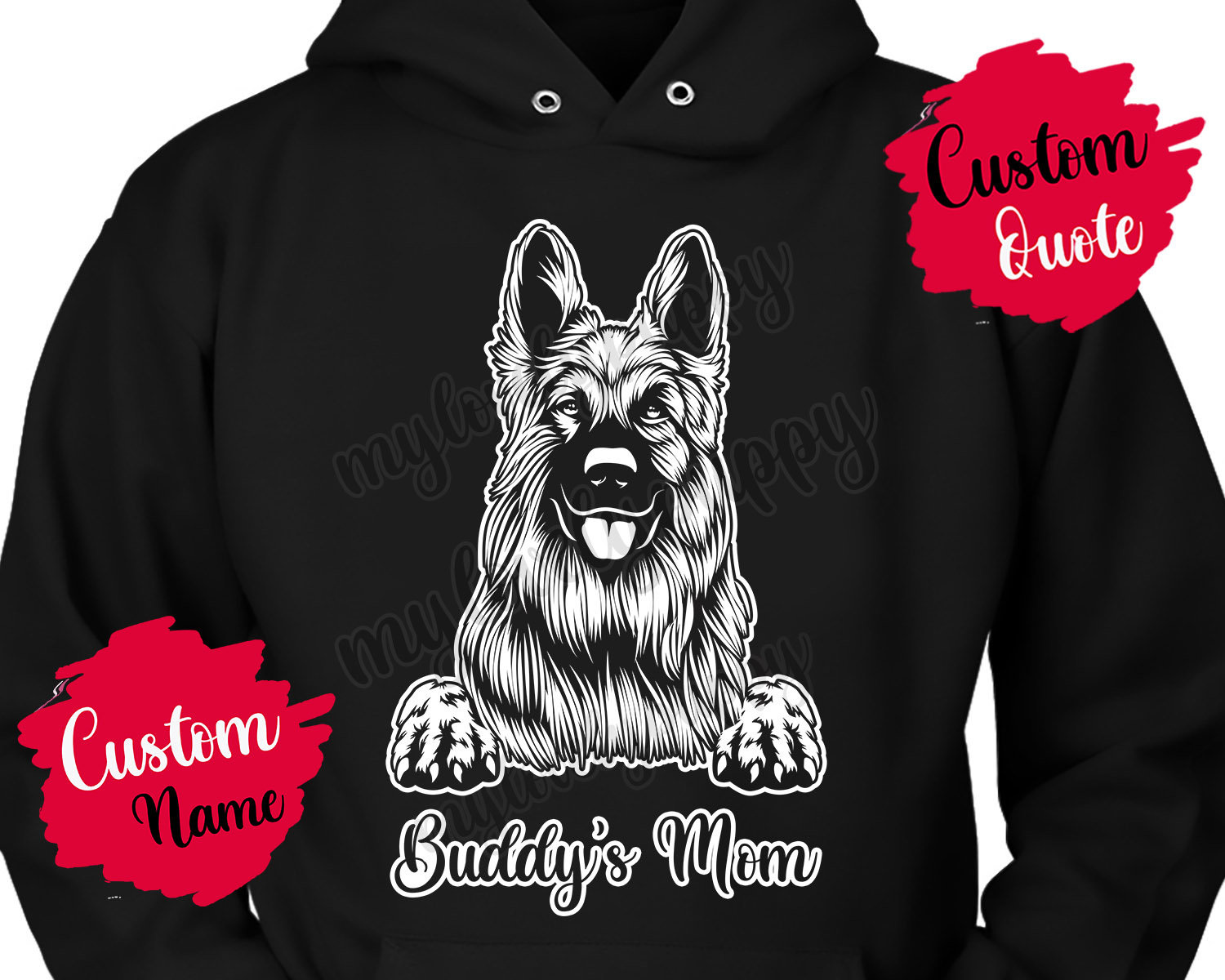 Schäferhund Hund Mama Und Papa Hoodie Personalisiert, Elsässer Damen Geschenk, Hoodie, Berger Allemand Besitzer Weihnachtsgeschenk von mylovelypuppy