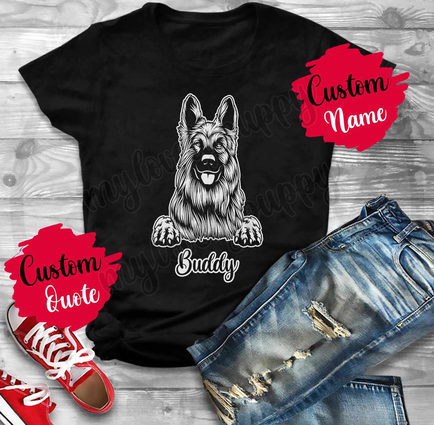 Schäferhund T-Shirt, Mama Und Papa Elsässer Hund Damen Geschenk, Berger Allemand Besitzer Weihnachtsgeschenk von mylovelypuppy